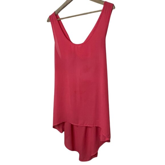 LIBERTY LOVE | Women's Hot Pink Tie Back Hi-Low Sleeveless Tank | Size L - Picture 3 of 11